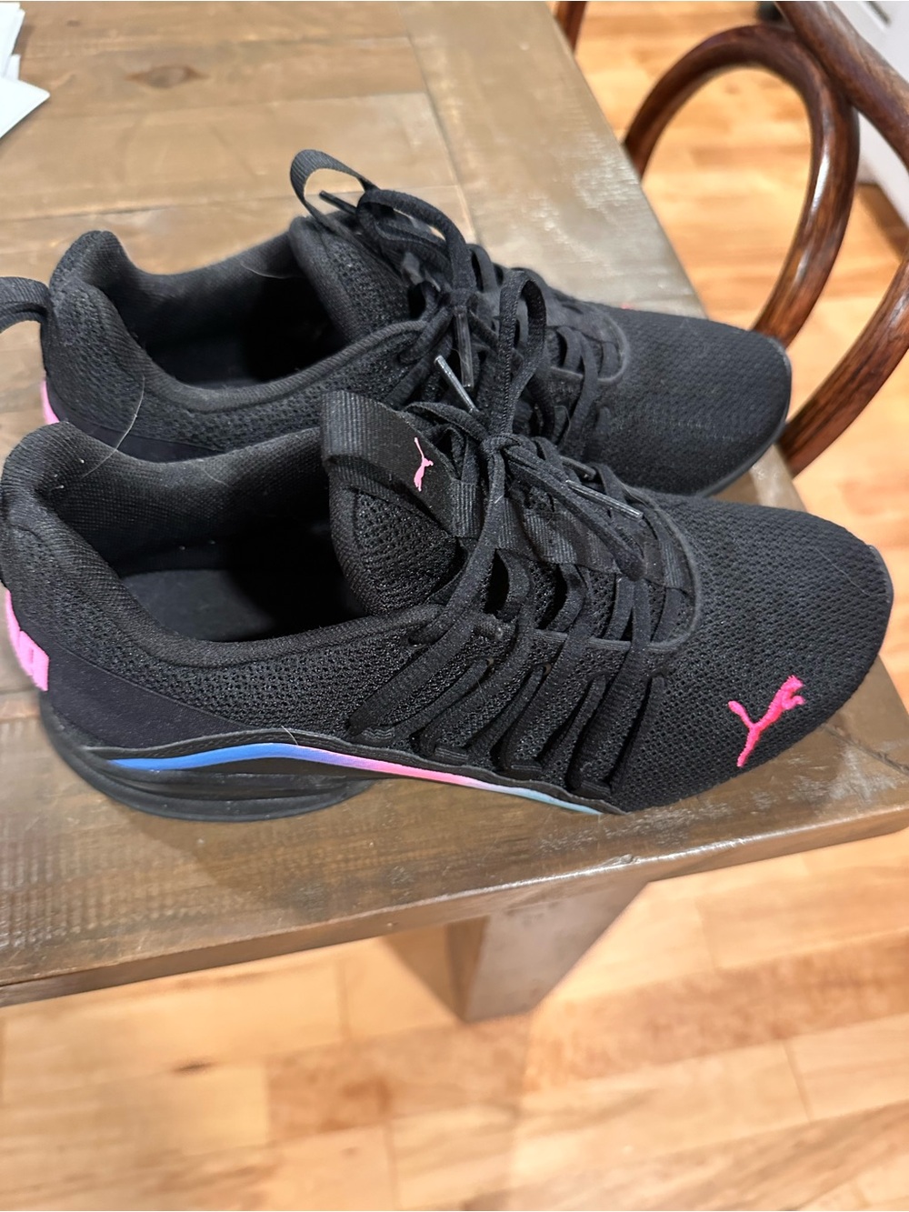 Puma Black Athletic Sneakers with Pink and Blue Accents